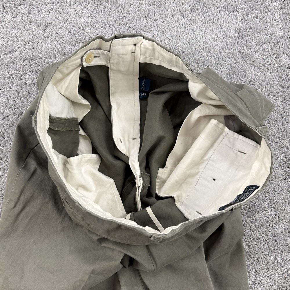 Vintage Polo Ralph Lauren Andrew Chino Pants Men's 40x29 Olive Green Pleats - Picture 10 of 13